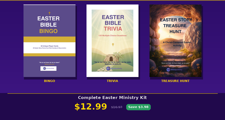 Complete Easter Ministry Kit — Bible Trivia, BINGO & Treasure Hunt